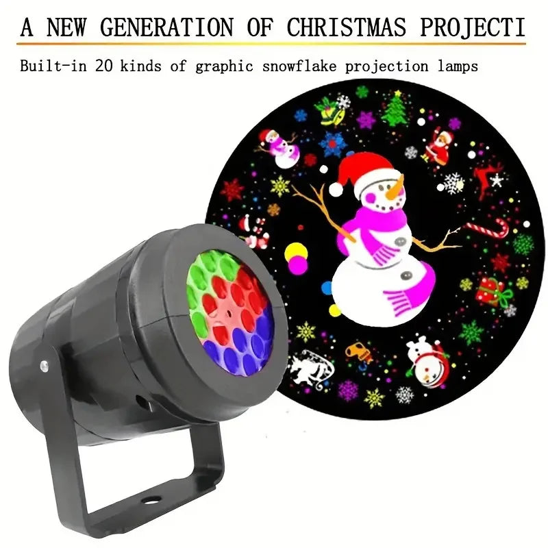 16 Patterns LED Christmas Projector Lamp 360° Rotatable Party Christmas Decoration Lamp Indoor Outdoor Lighting Snow Spotlight