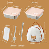 WORTHBUY 304 Stainless Steel Lunch Box With Lid Portable Fruit Salad Food Container Stackable Leak Proof Bento Box For Student