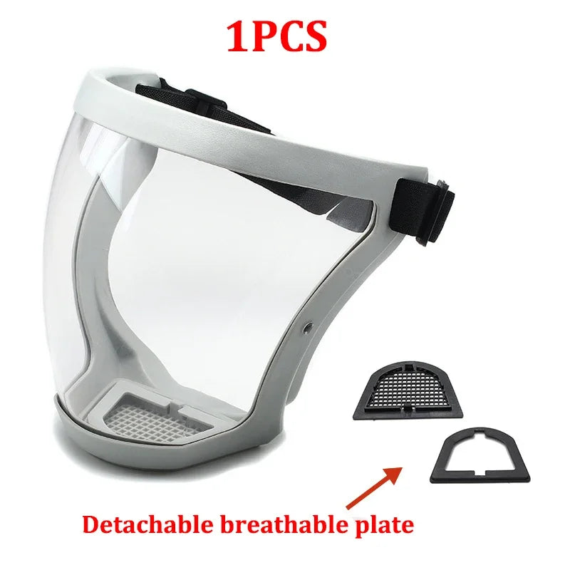 Máscara de proteção à prova de respingos transparente protetor facial máscara protetora máscara de segurança ao ar livre capa de cabeça proteção de trabalho