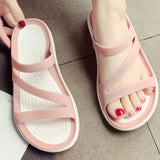 Women's Summer Slippers Platform Flat Low Heel Peep Toe Sandals Black Slides Casual Beach Outdoor Female Ladies Jelly Shoes