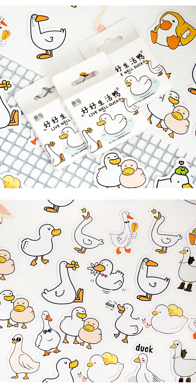 Etori Life46pcs/pack Good Life Duck Album decorative stickers Self-adhesive stickers for DIY student stationery notebook diary