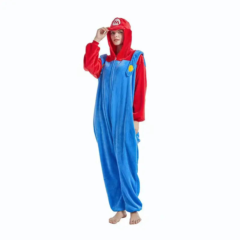 Anime Brothers Cartoon Game Cosplay Costume Anime Figure Luigi One-piece Pajamas Kawaii Cartoon Sleepwear Halloween Cos Clothes