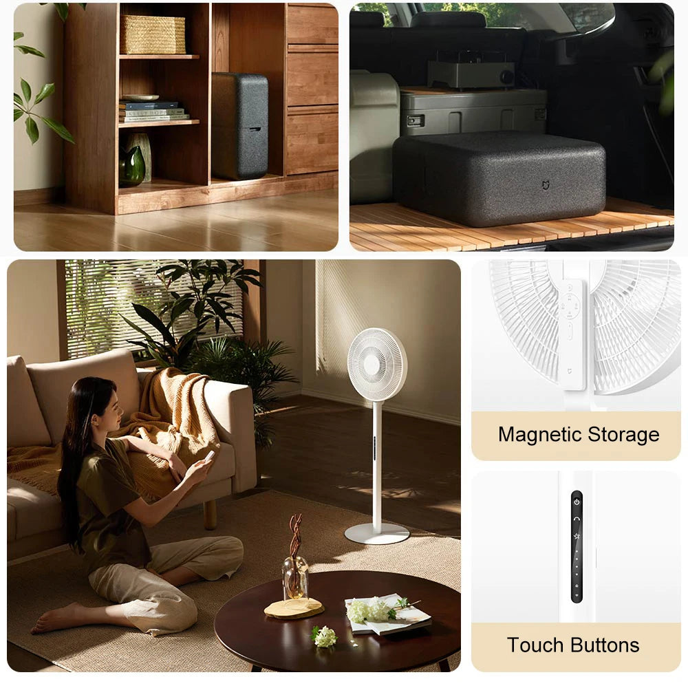 XIAOMI MIJIA DC Inverter Floor Fan Pro,Ultra-Thin Retractable,With Storage Box,Smart Standing Electric Fan,100 Air Flow Settings