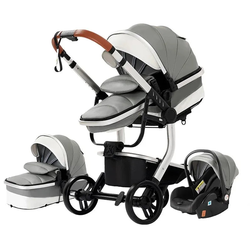 Cochecito de bebé ligero 3 en 1, sistema de viaje de lujo con asiento ajustable, capota y mosquitera para recién nacidos.
