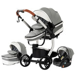 Cochecito de bebé ligero 3 en 1, sistema de viaje de lujo con asiento ajustable, capota y mosquitera para recién nacidos.