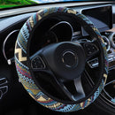 1 linen breathable fabric Bohemian style automotive supplies without inner ring steering wheel cover fits 14.5-15 inches