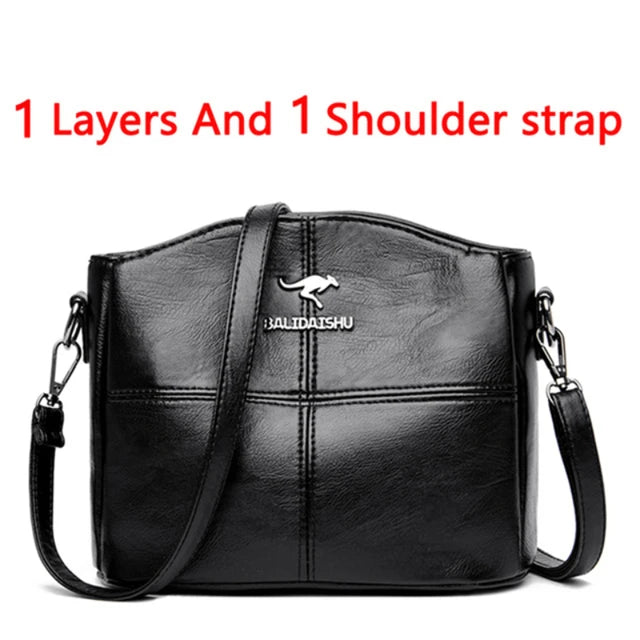 Luxury Soft Leather Handbags Women Bags Designer 3 Layers Shoulder Crossbody Sac Ladies Large Capacity Shopping Messenger Tote 