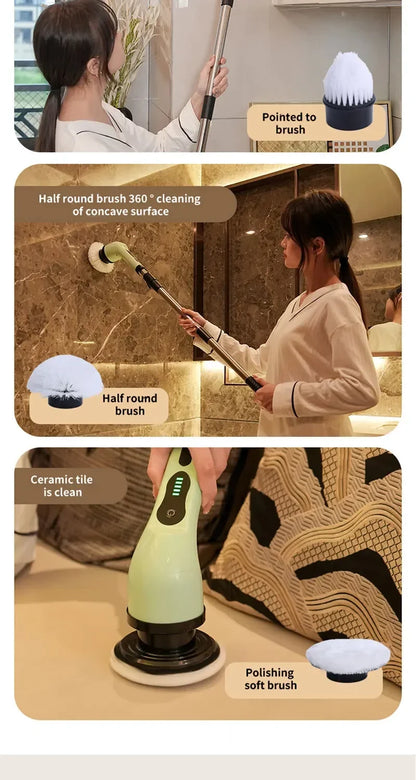 Cepillo de limpieza eléctrico inalámbrico para baño, ventana, cocina, automóvil, multifuncional, máquina de limpieza giratoria para el hogar.