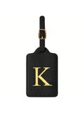 PU Leather Luggage Tag for Travel - Durable Suitcase ID Tag with Privacy Cover & Name Card Slot (A-Z) liu