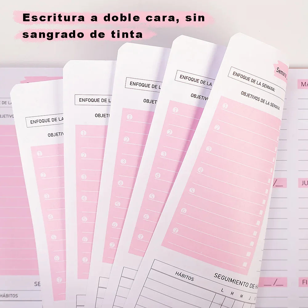 2023 A5 Spanish Agenda Notebook Bullet Daily Weekly Journal Schedule English Planner Organizer School for Office Stationery