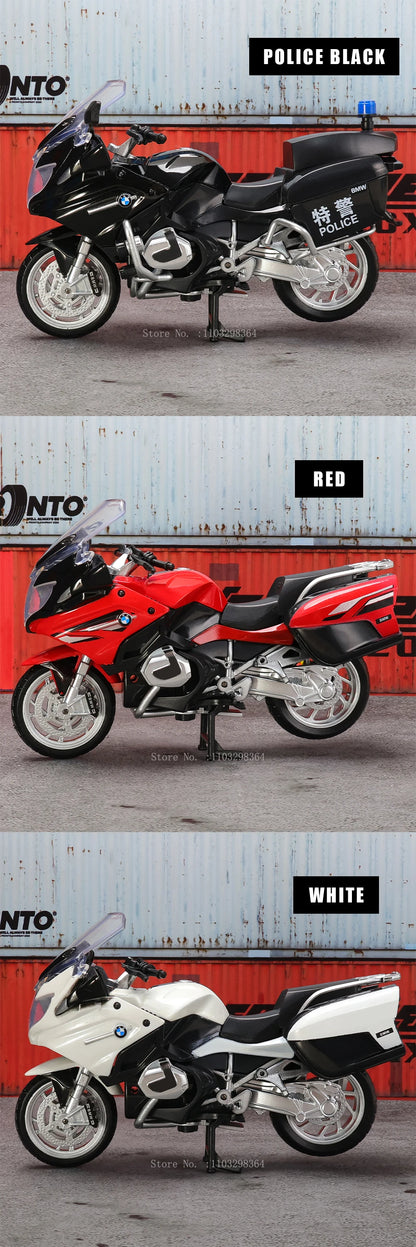 MSZ 1:18 BMW R1250 RT Police Motorcycle Alloy Model Static Die Casting Model Children's Toy Car Motorcycle Model Collection Gift