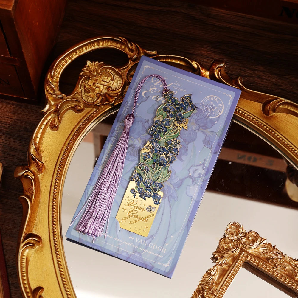 1 pc Vintage Painting Metal Bookmark Hollow Bookmark With Long Tassel For Book Club Readers Friends Teachers Students