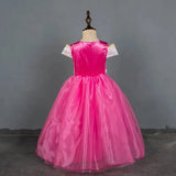 Girl Pink Dress Aurora Cosplay Costume Princess Deluxe Outfit Children Summer Brthday Party Elegant Gown Fairy Disguise Sets