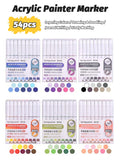 9pcs/Box MIX Color Acrylic Markers Set Kids Gift Art Rock Painting Pens Graffiti For Stone Glass Book Shoes DIY Craft Supplies