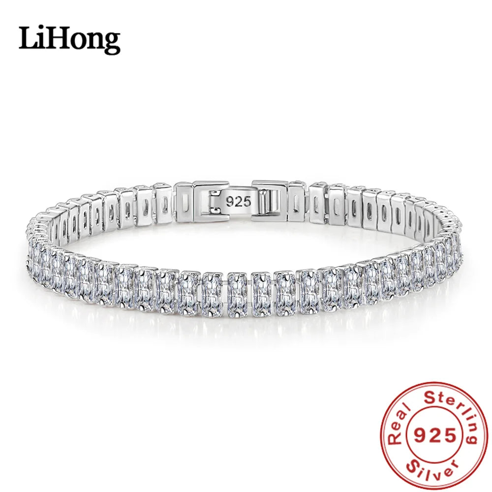 925 Sterling Silver Bracelet Elegant Zircon Crystal Fashion Jewelry For Women Engagement Wedding Glamor Jewelry 18CM