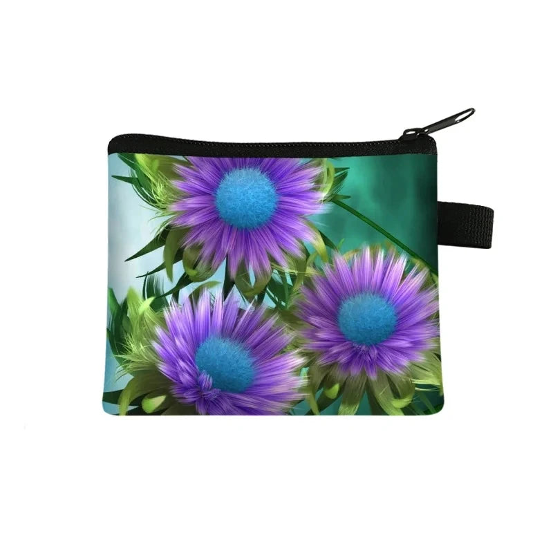 Carteira Portfel Men Wallet Women Cartera Mujer Female Short Cute Flower Zero Wallet Simple Fashion Card Bag Coin Purse Key Case