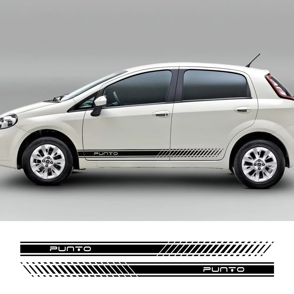 2pcs Car Long Side Stripes Stickers DIY Auto Vinyl Film Decals For FIAT Punto DIY Automobiles Decoration Car Tuning Accessories