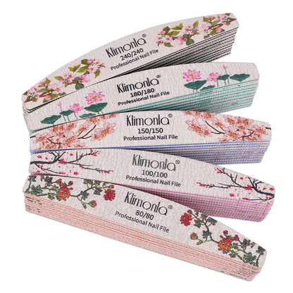 Lote de 3/5/10 limas de uñas nuevas con estampado de flores, limas de colores, 80/100/150/180/240, herramientas profesionales de manicura.
