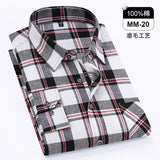 Men Fashion Long Sleeve Brushed Flannel Shirt Single Pocket Comfortable 100% Cotton Casual Slim Fit Button-down Plaid Shirts 8XL
