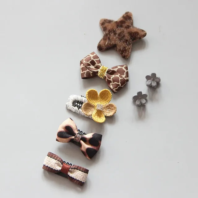 Juego de pinzas para el pelo con dibujos animados para niña, accesorios para la cabeza, pinzas cruzadas para el pelo, pasadores, 7 piezas 