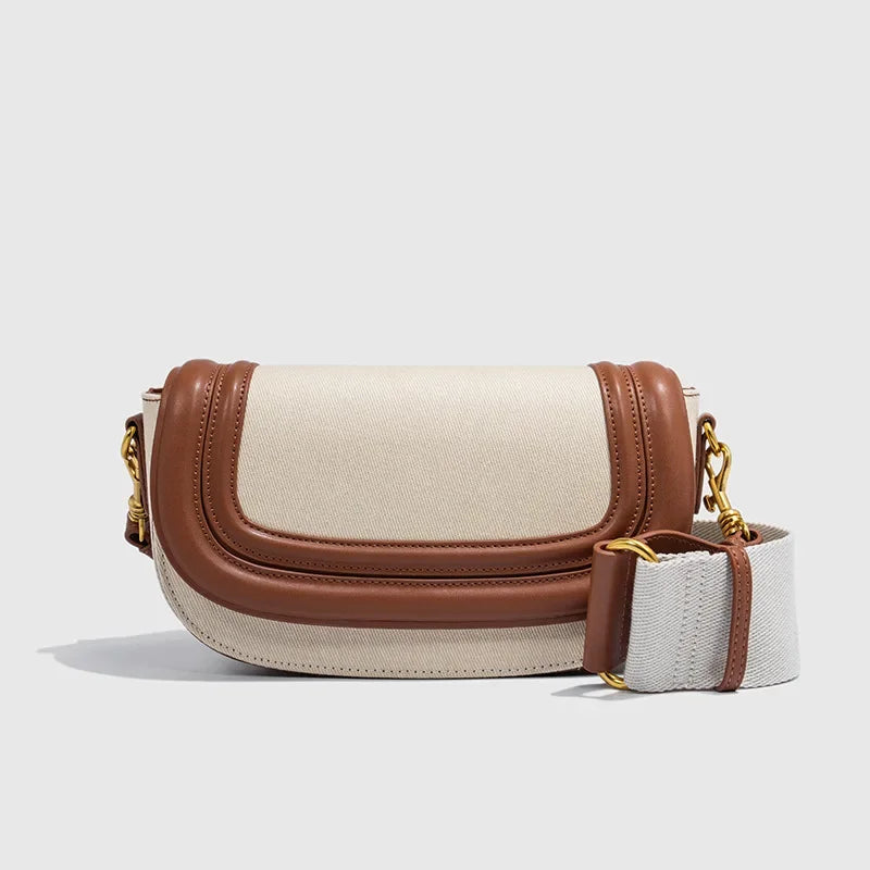 Fashionable Versatile Women's Crossbody Bag 2024 New Color Blocking Canvas Single Shoulder Sling Bag Motorcycle Equipment Access