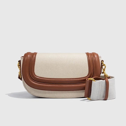 Fashionable Versatile Women's Crossbody Bag 2024 New Color Blocking Canvas Single Shoulder Sling Bag Motorcycle Equipment Access