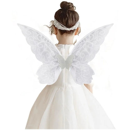 Fantasy Colorful Butterfly Fairy Wings Organza Sparkle Cosplay Wings Handmade Elf Wings Costume for Adult Kid