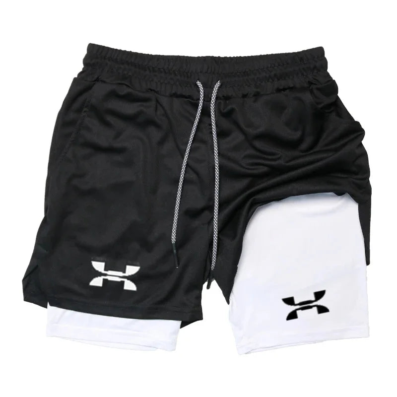 Pantalones cortos deportivos 2 en 1 para hombre, de secado rápido, para entrenamiento, gimnasio, fitness, correr, verano, FD22273300