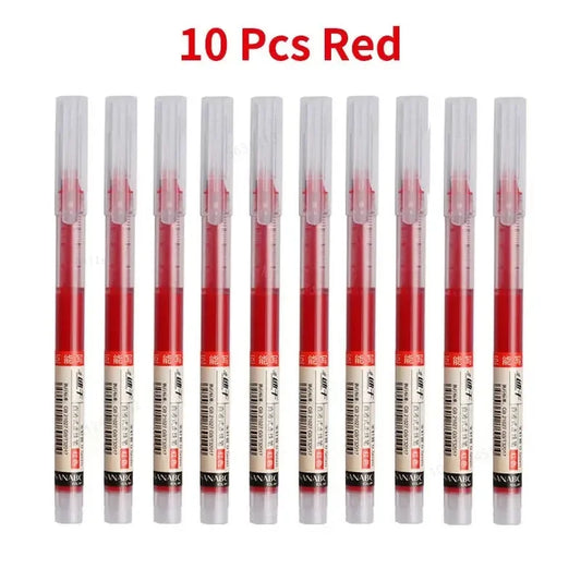10Pcs/set High Quality Needle Point Gel Pens Straight Liquid Ballpoint Pen Kawaii Stationery School Office Supplies Writing