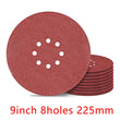 Lijadora de pared de 225 mm y 9 pulgadas con 8 orificios, disco de lijado para carpintería y metal, herramienta de pulido abrasiva, discos de lijado de grano 40-2000