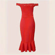 Plus Size 2024 New Amazon Off-Shoulder Dress Fashionable Women's Sexy Ruffle Edge Dress Plus Size Ladies Clothing