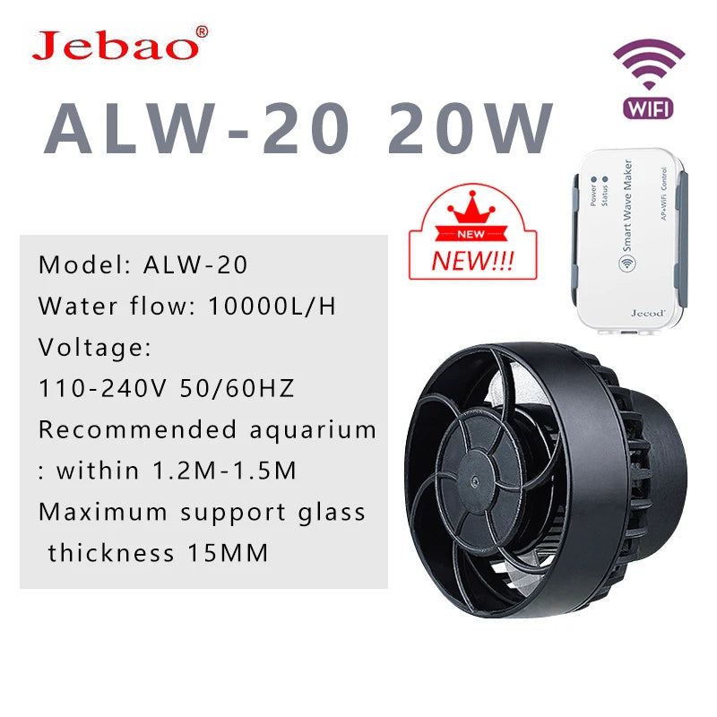 Nueva bomba de olas inalámbrica Jebao Marine Aquarium MLW-5 SLW SW ALW con controlador de pantalla LCD WiFi, bomba de olas Coral