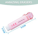 1-8Pcs New! Kawaii Cat Paw Rubber Erasers Retractable Pencil Eraser for Kids Students School Home Office Writing Drawing