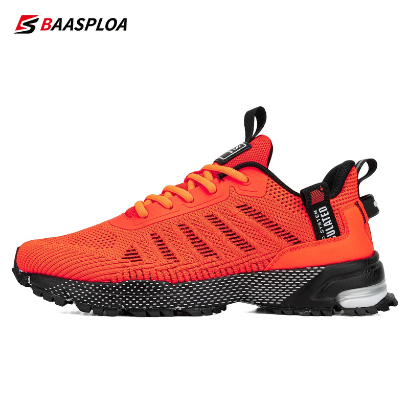 Baasploa Men Running Shoes Mesh Breathable Sport Shoes For Men Fashion Lightweight Casual Sneakers Non-Slip Lace Up Plus Size 50