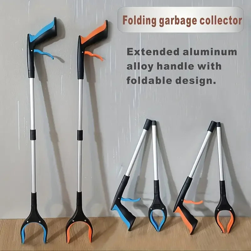 Recogedor de basura ligero y resistente con abrazadera giratoria de 360° para personas mayores, herramienta de recolección de basura de 32 pulgadas.