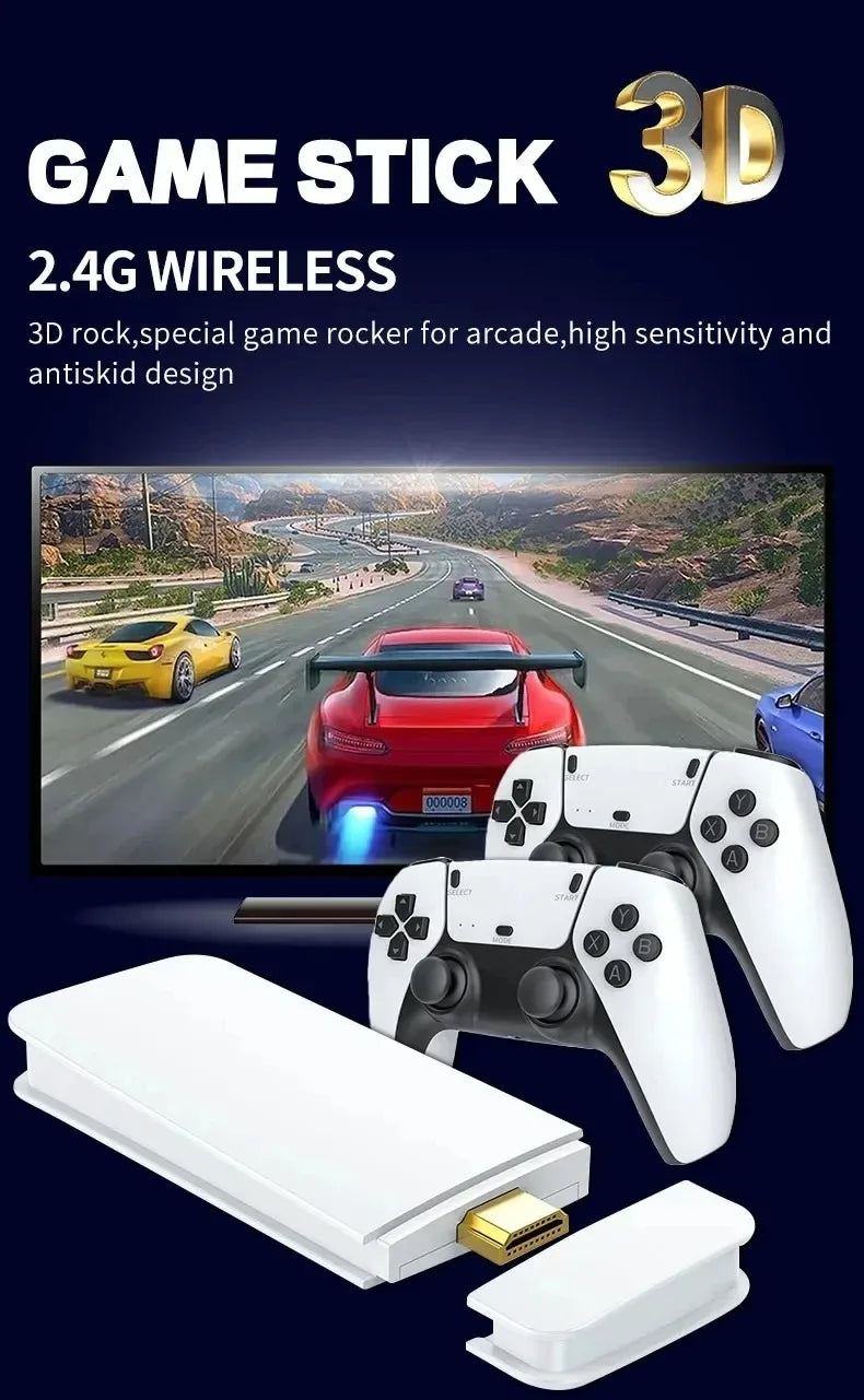 128G Game Stick M15 4K Video TV Game Console Wireless Gamepads Video Game 64G 40000+/50000+ Classic Arcade Games HD Two-player