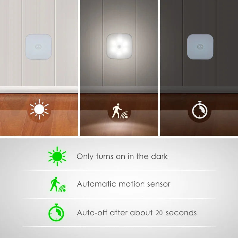 Luz nocturna con sensor de movimiento y luz LED, enchufe europeo, luz nocturna inalámbrica para niños, mesita de noche y dormitorio.