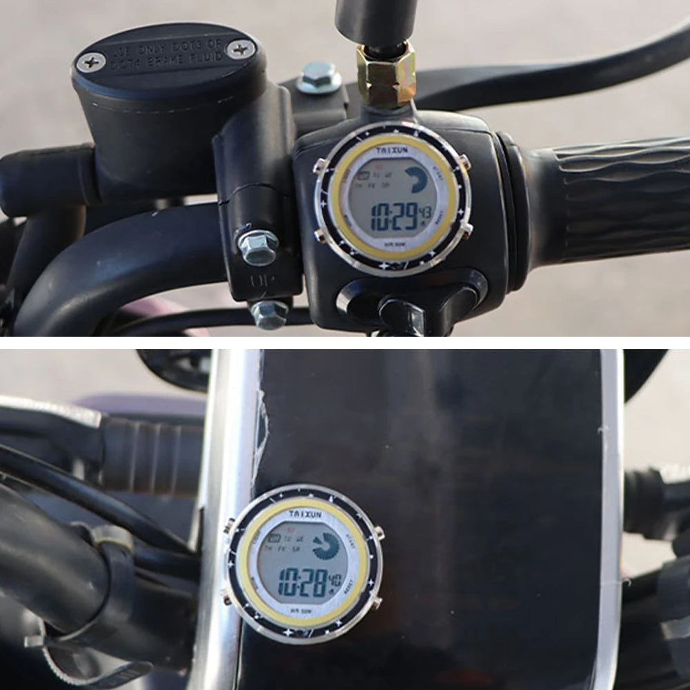 Motorcycle Digital Clock Waterproof Motorbike Stick-on Dashboard Car Clock Car Stick-On Mini Watch For Dashboard Boat Bike