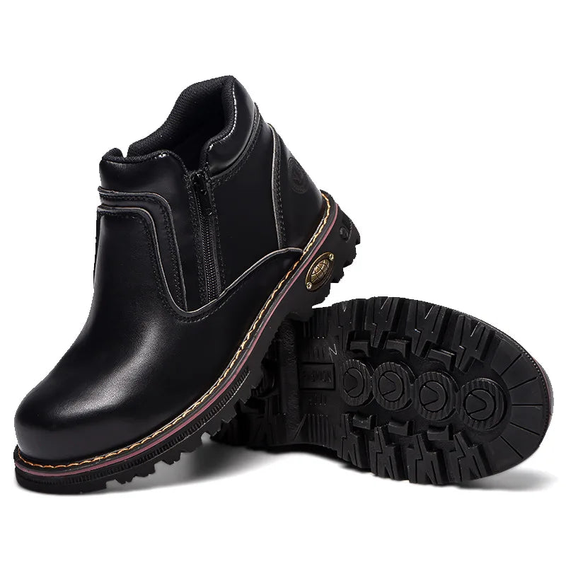 Zapatos de trabajo para hombre, zapatos de seguridad impermeables, botas de cuero antichispas para hombre, zapatos de soldador antideslizantes y antiperforación para hombre, zapatos de trabajo negros.