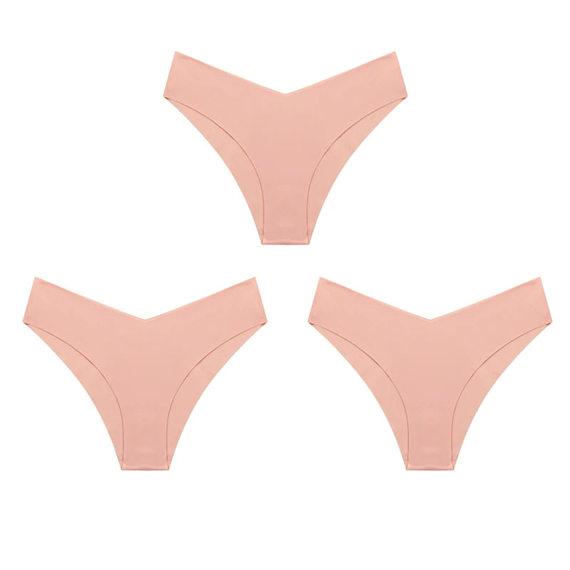 WarmSteps – Kit com 3 calcinhas femininas estilo fio-dental, sem costura, modelo brasileiro, em tecido "seda gelada" (ice silk) – Tamanhos XS a L