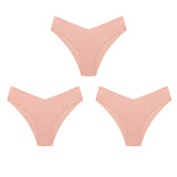 WarmSteps – Kit com 3 calcinhas femininas estilo fio-dental, sem costura, modelo brasileiro, em tecido "seda gelada" (ice silk) – Tamanhos XS a L