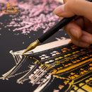 Scratch Art Paper Set 2 Sheets World Landmark Night Scene with Stylus DIY Crafts Stress Relief Creative Painting Adult Kids Gift