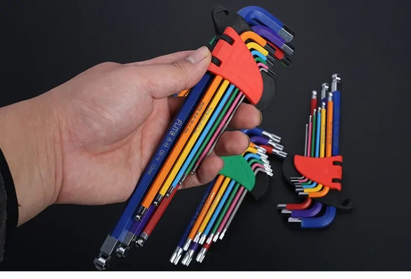 FUTE Allen Key Set L Wrench Kit for Allen Screw 9PCS Long Arm Hex Key Set 1.5mm To 10mm Hex Spanner Hand Tools Bicycle Repair