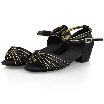 Girls Satin Latin Shoes Low Heel Ballroom Dance Shoes Adult Tango Salsa Shoes for Practice Toddler Latin Dance Shoes Performance