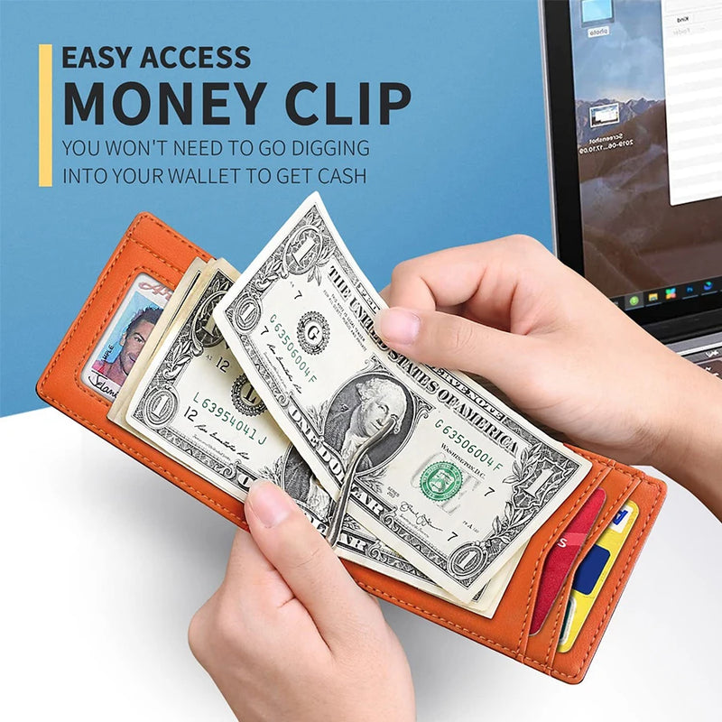 Rfid Credit Card Holder Men Wallets Money Clip Luxury Slim Thin Mini Wallet Male Small Short Purse Minimalist Billfold Vallet