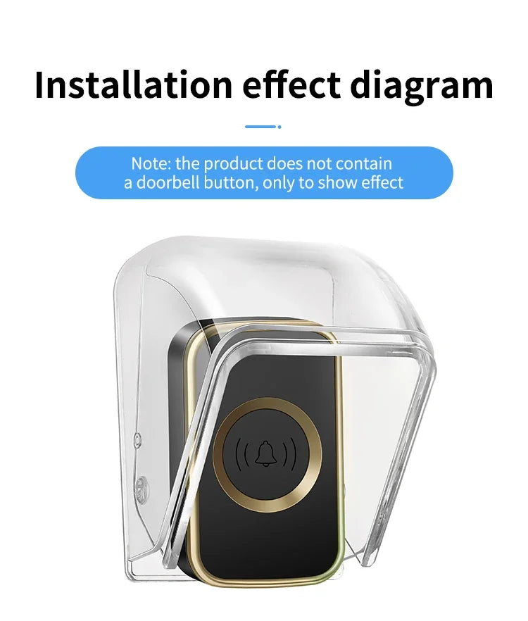 CACAZI PC Transparent Waterproof Cover for Wireless Doorbell Button Chime Outdoor Rain-cover Home Case Suitable for Most Buttons