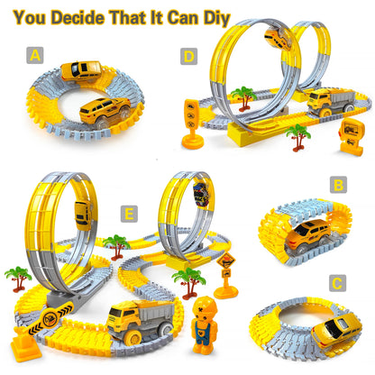 LED light up Cars for Glow Race Track Electronic Car Toy Kid Railway Luminous Machine Track Car For Boys Birthday Gift