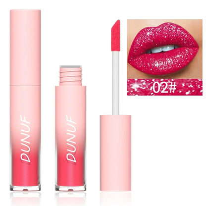 Lápiz labial líquido mate con brillo, resistente al agua, brillo de labios con efecto diamante, de larga duración, brillo de labios perlado, tinte labial para mujer, maquillaje cosmético, nuevo. 