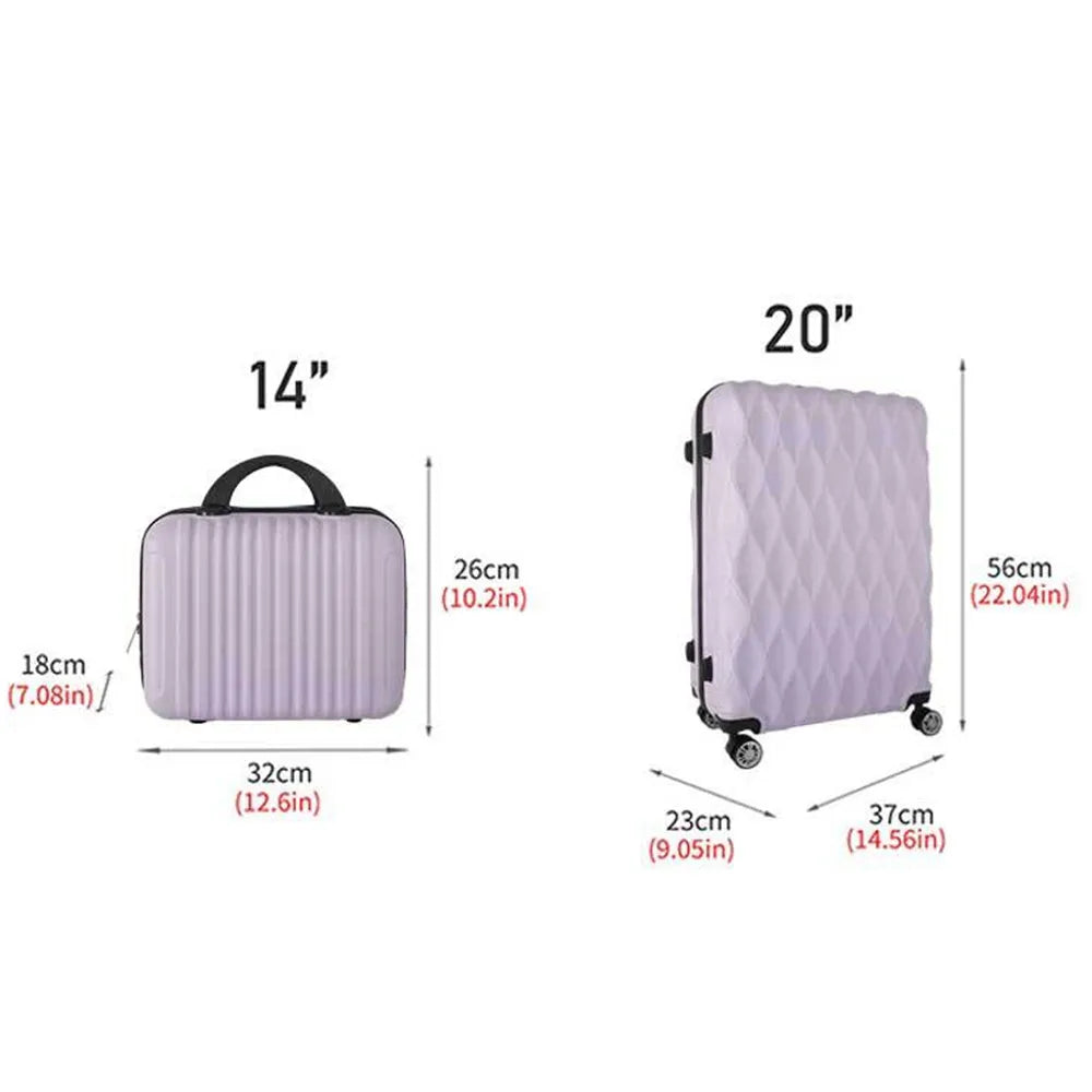 Luggage Set of 2 Pieces, Carry-On Luggage Bag 20inch Portable Small Suitcase Set 14inch Handbag Trolley Case with Universal Wheels Lightweight Travel Gift Code Lock Suitcase