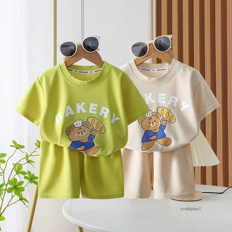 2Pcs Children Tshirt Shorts Sets Baby Summer Clothes Boy Girl Fashion Short Sleeve Pants Suit Leisure Outfits Kids Costume